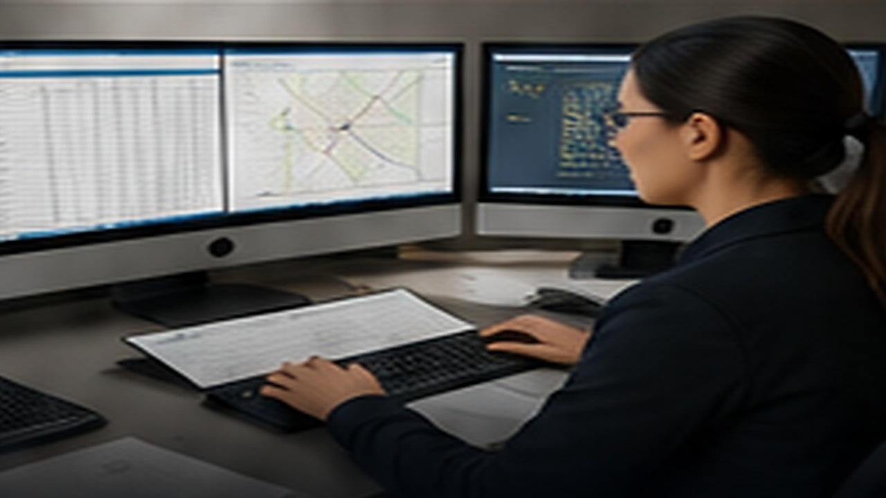 Back-office administrator reviewing project data